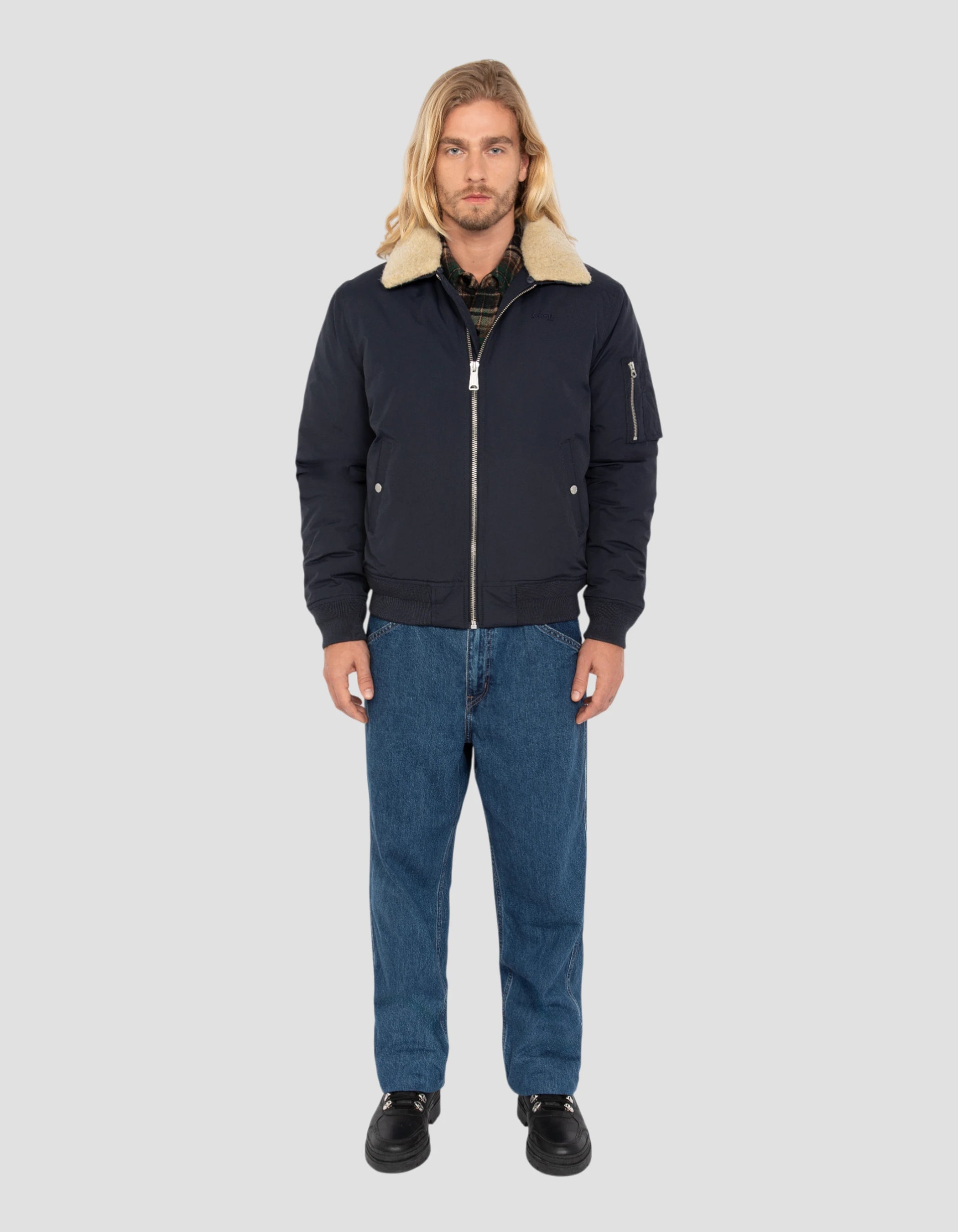 Giacca dell'esercito blu e beige-1