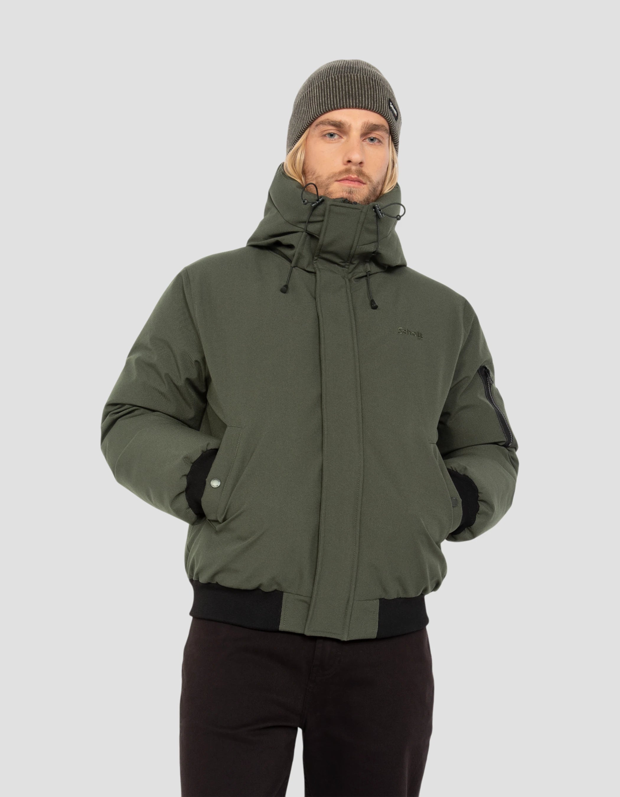 Chaqueta de color caqui con capucha-4