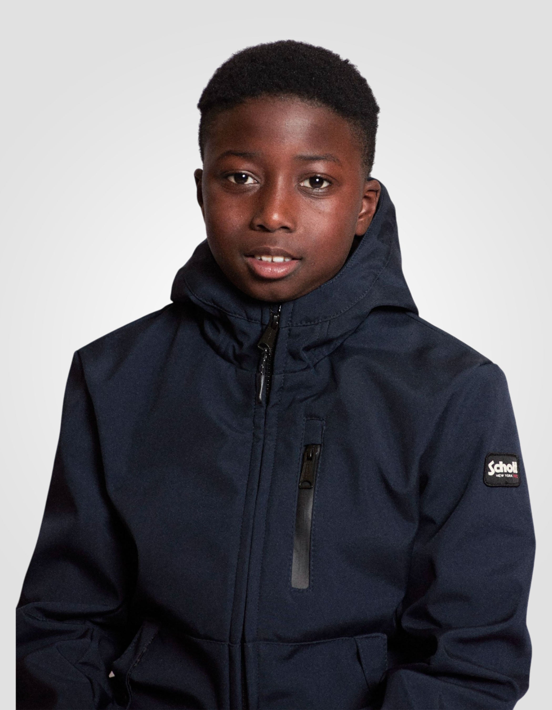 Chaqueta azul marino con capucha-1