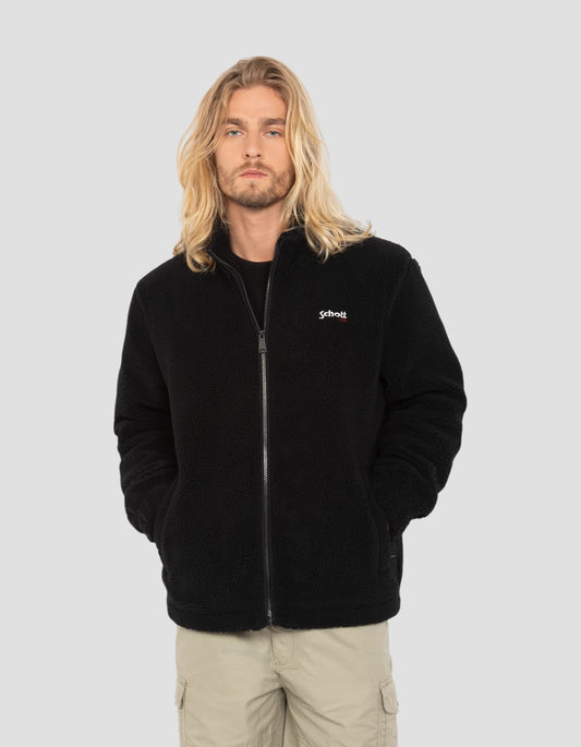 Giacca da sherpa con zip nero