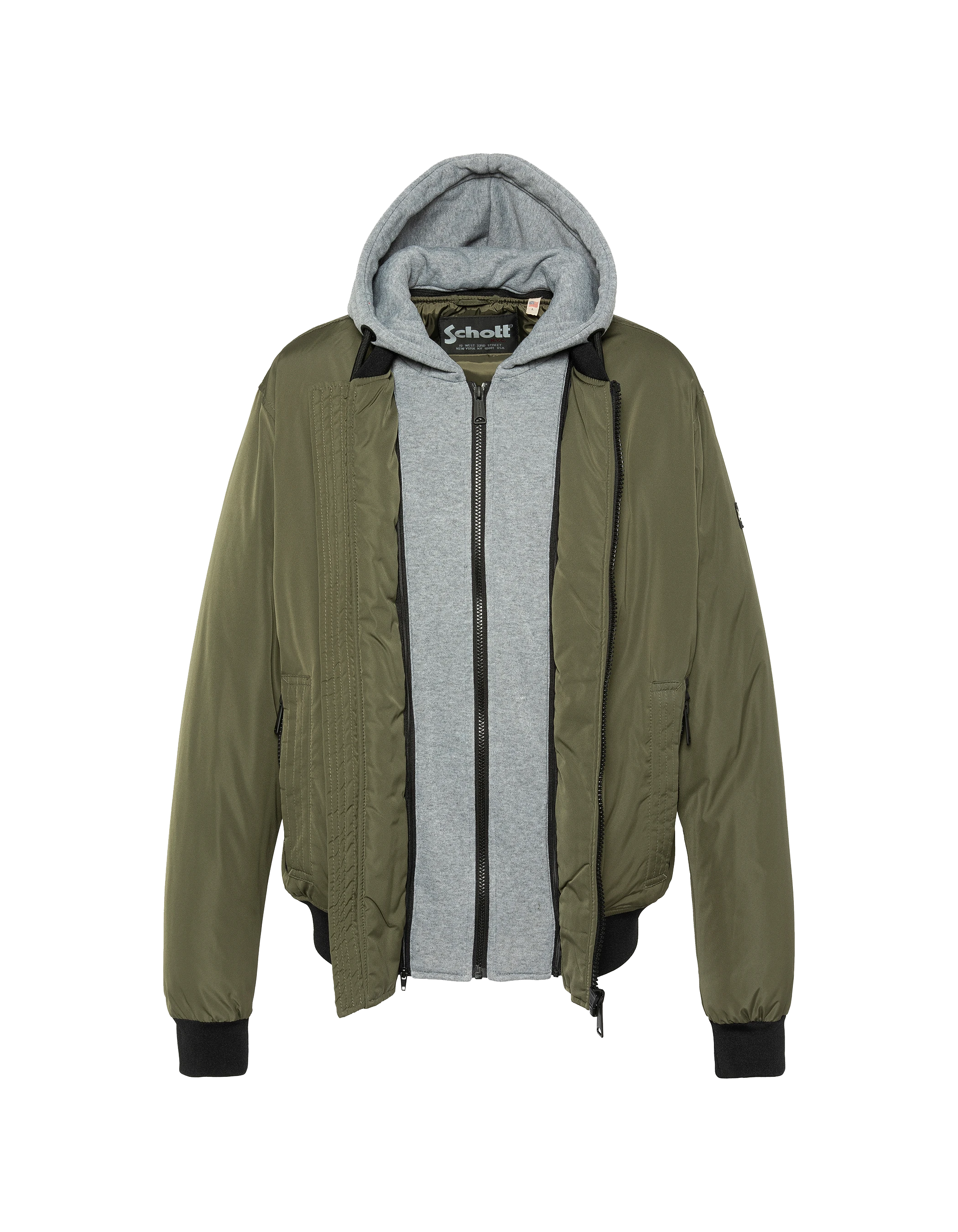 Chaqueta de color caqui con capucha con plastron extraíble-5