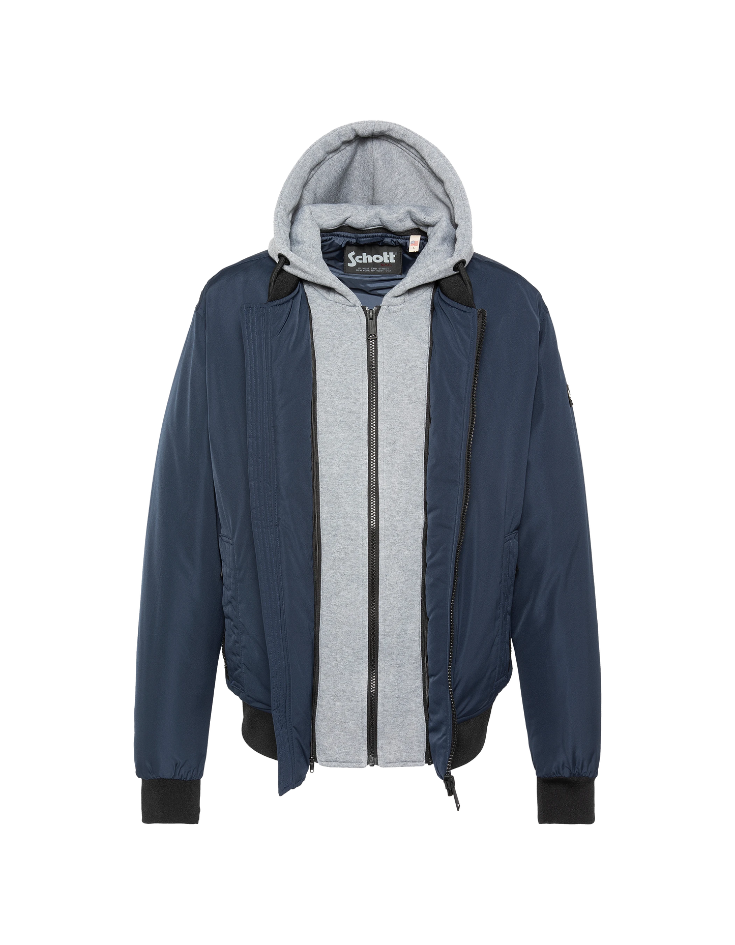 Chaqueta azul marino con capucha con Plastron extraíble