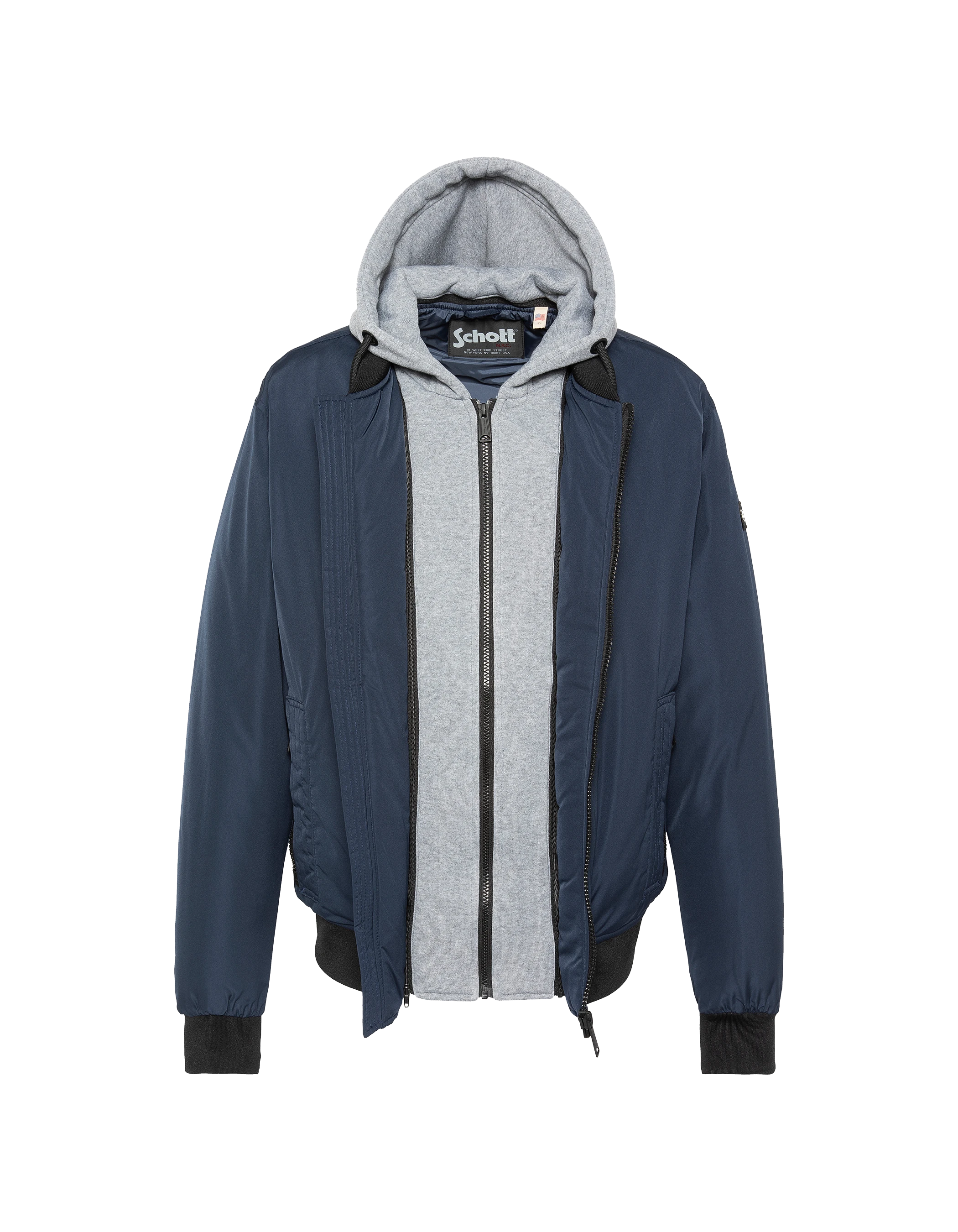 Chaqueta azul marino con capucha con Plastron extraíble-5