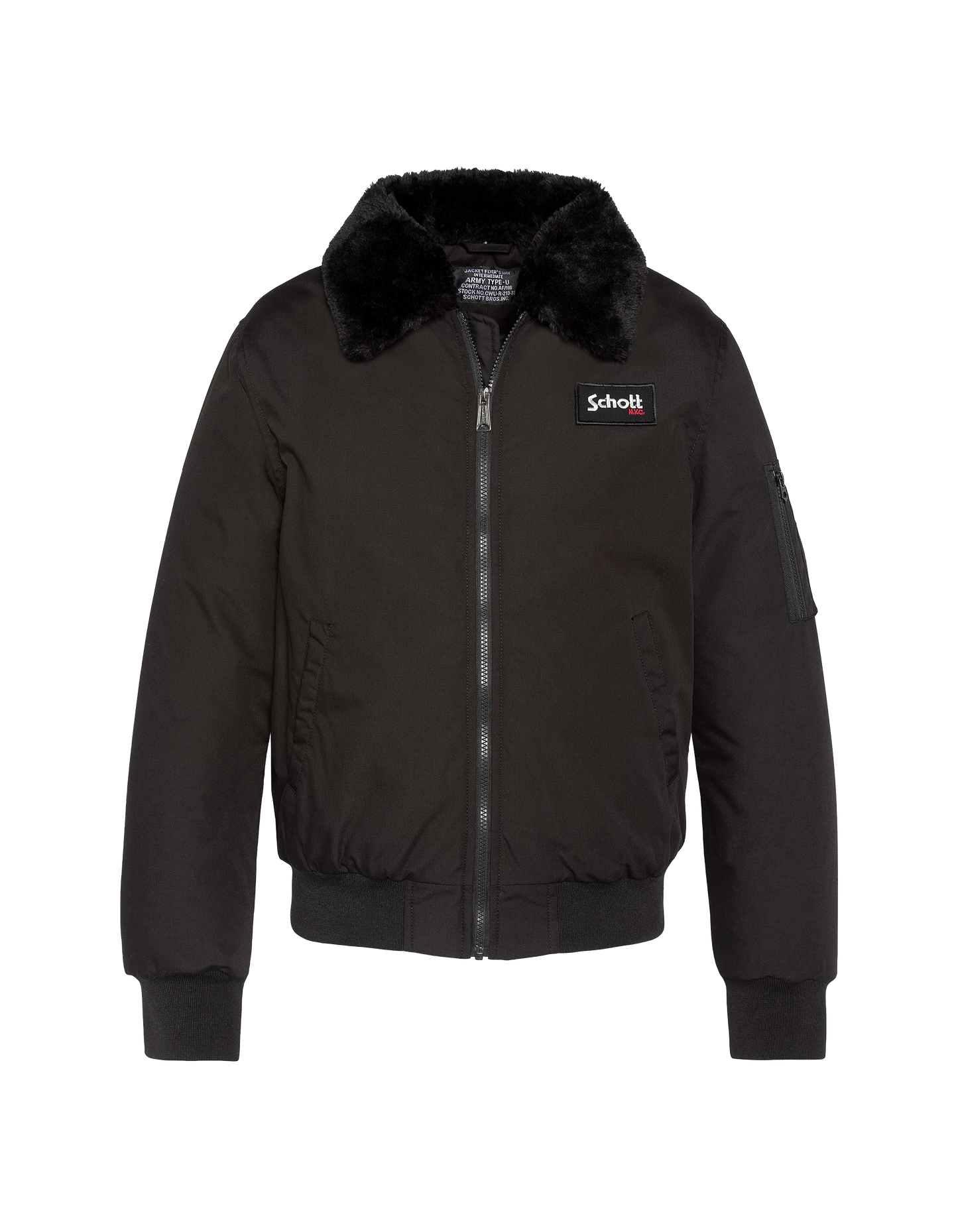 Chaqueta negra con cuello de piel sintética extraíble