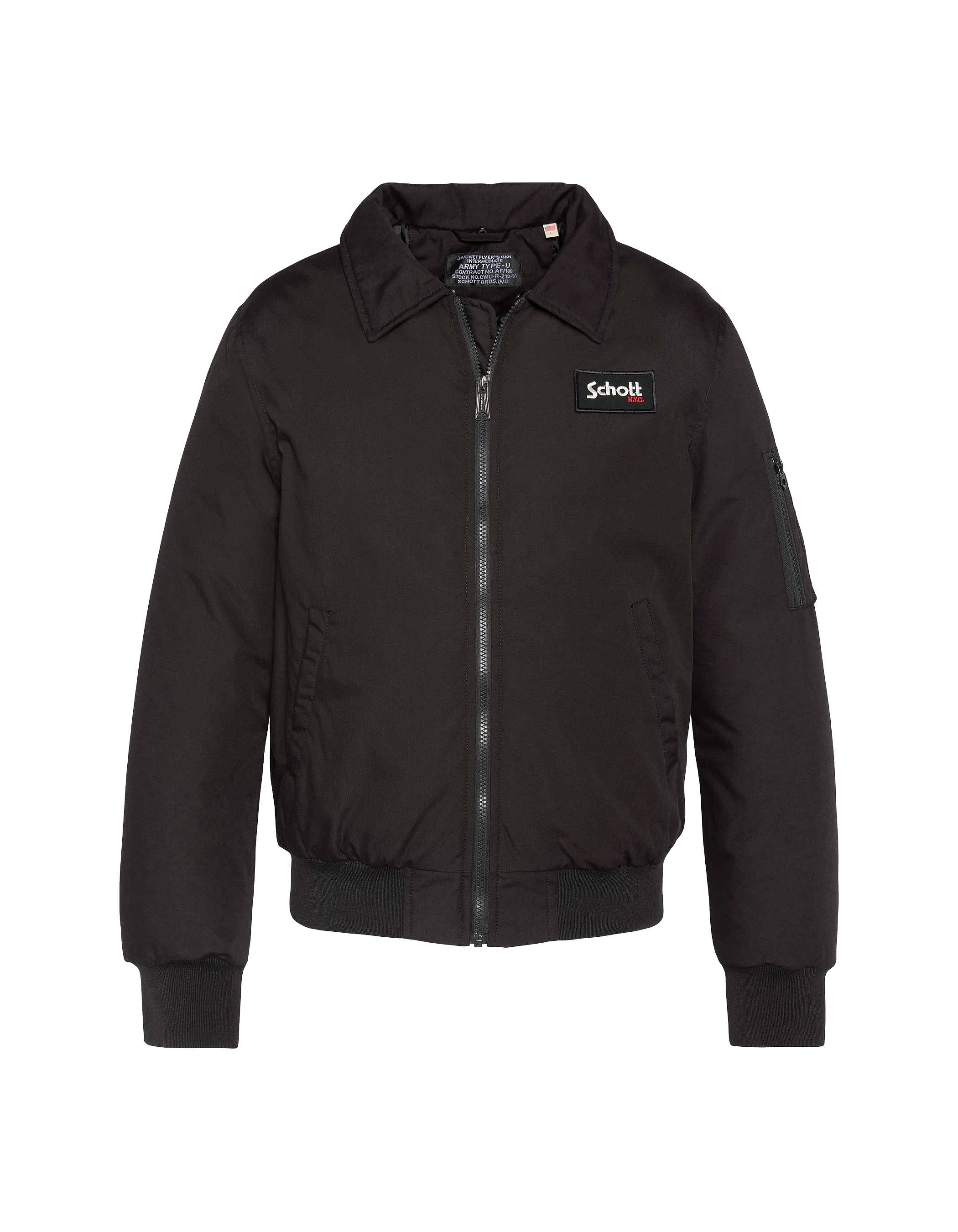 Chaqueta negra con cuello de piel sintética extraíble-5