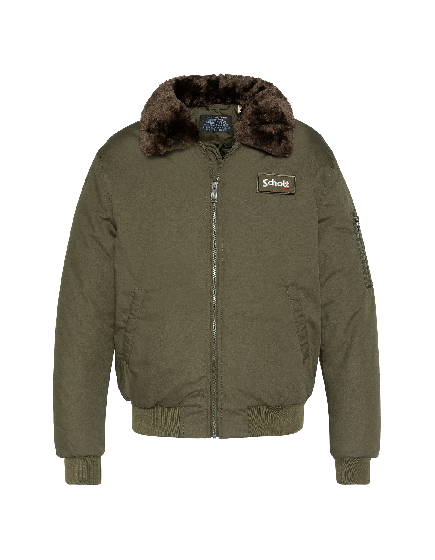 Chaqueta de color caqui con cuello de piel sintética extraíble