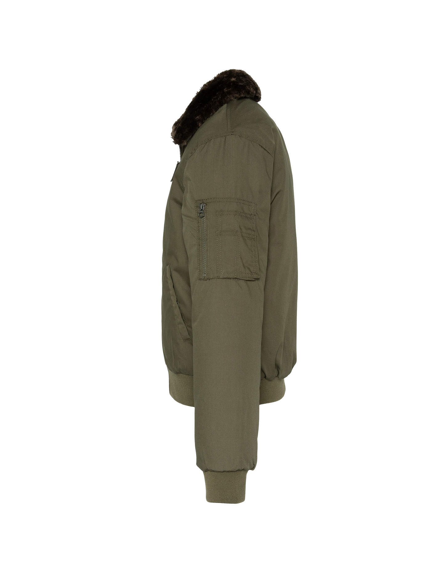 Chaqueta de color caqui con cuello de piel sintética extraíble