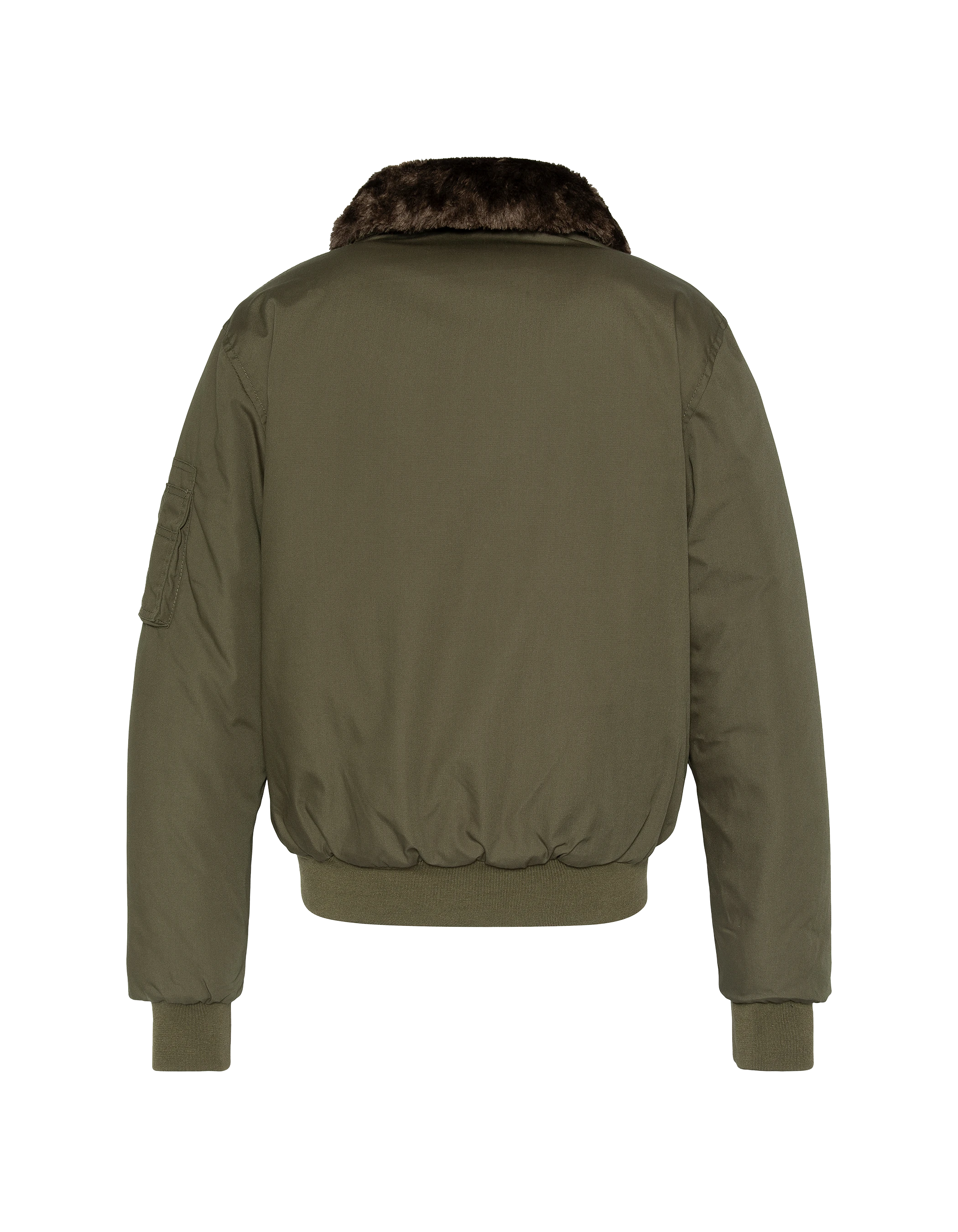 Chaqueta de color caqui con cuello de piel sintética extraíble-7