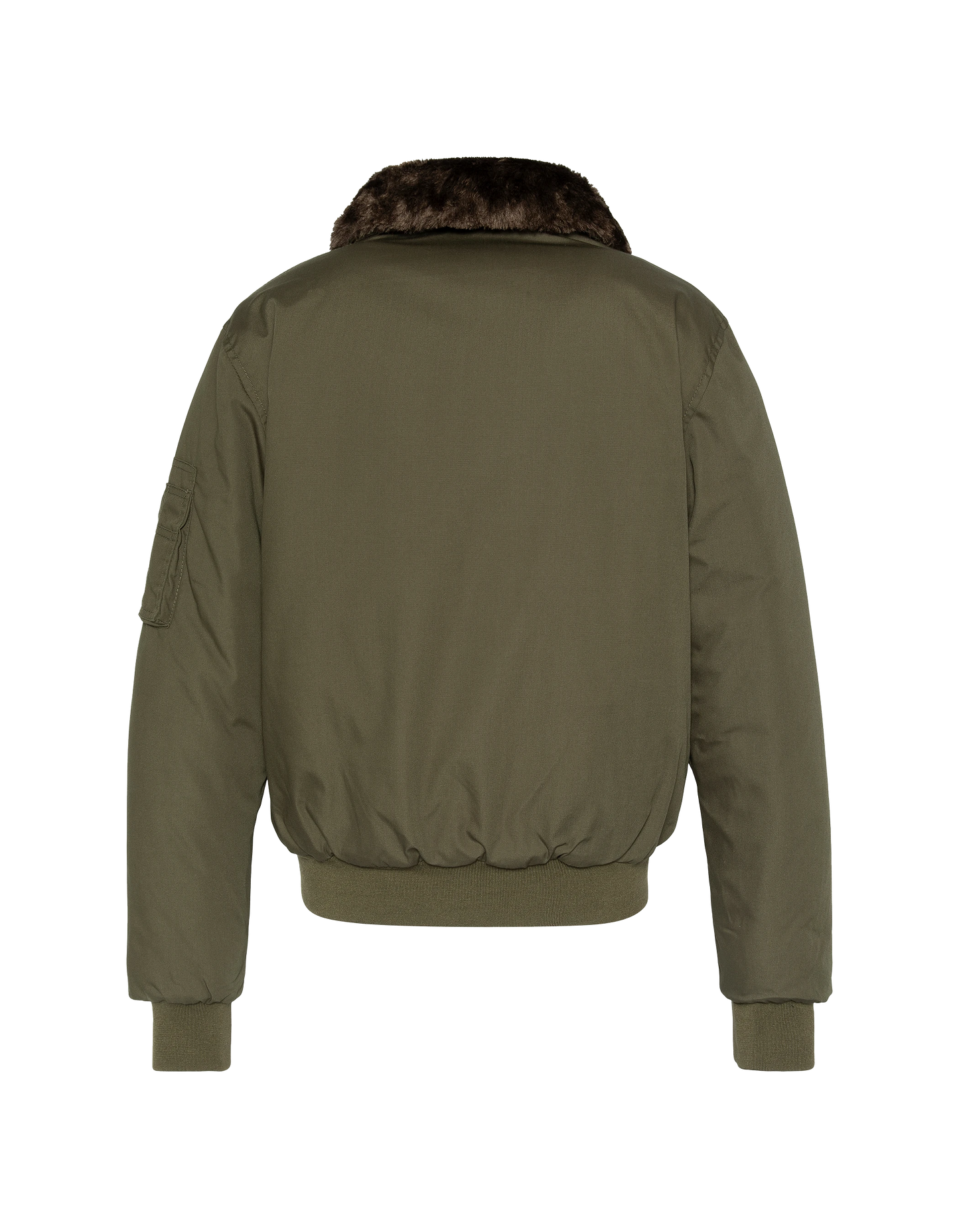 Chaqueta de color caqui con cuello de piel sintética extraíble