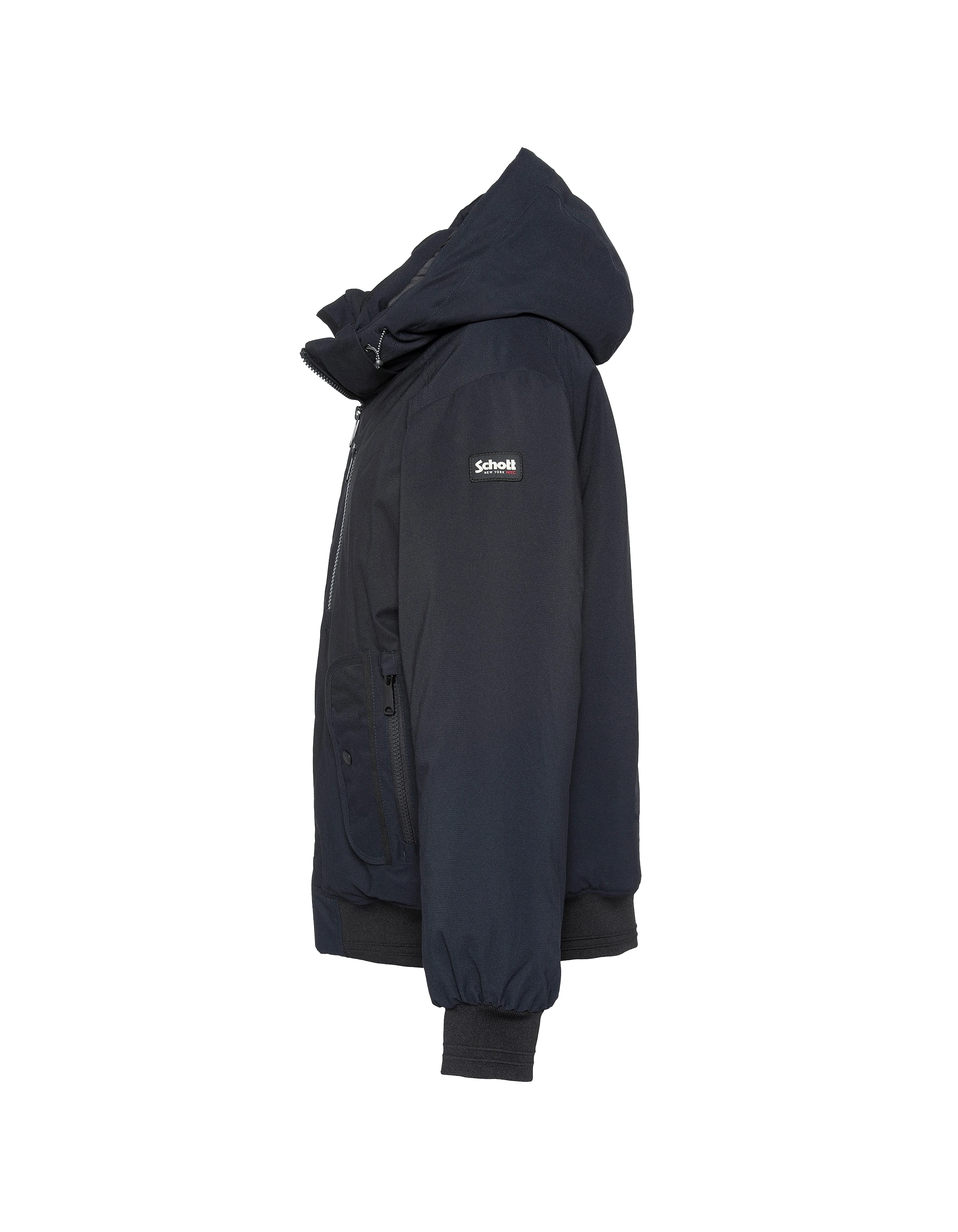 Chaqueta azul marino con capucha con Plastron extraíble-6