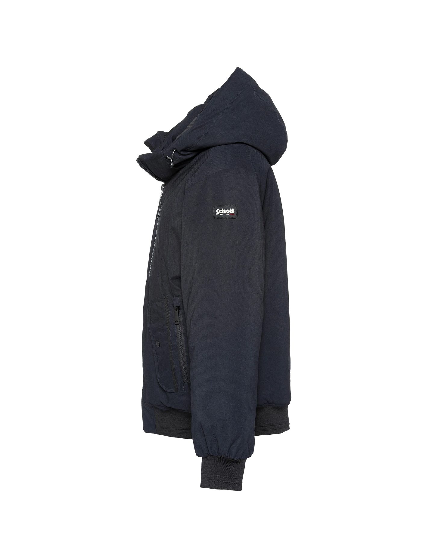 Chaqueta azul marino con capucha con Plastron extraíble