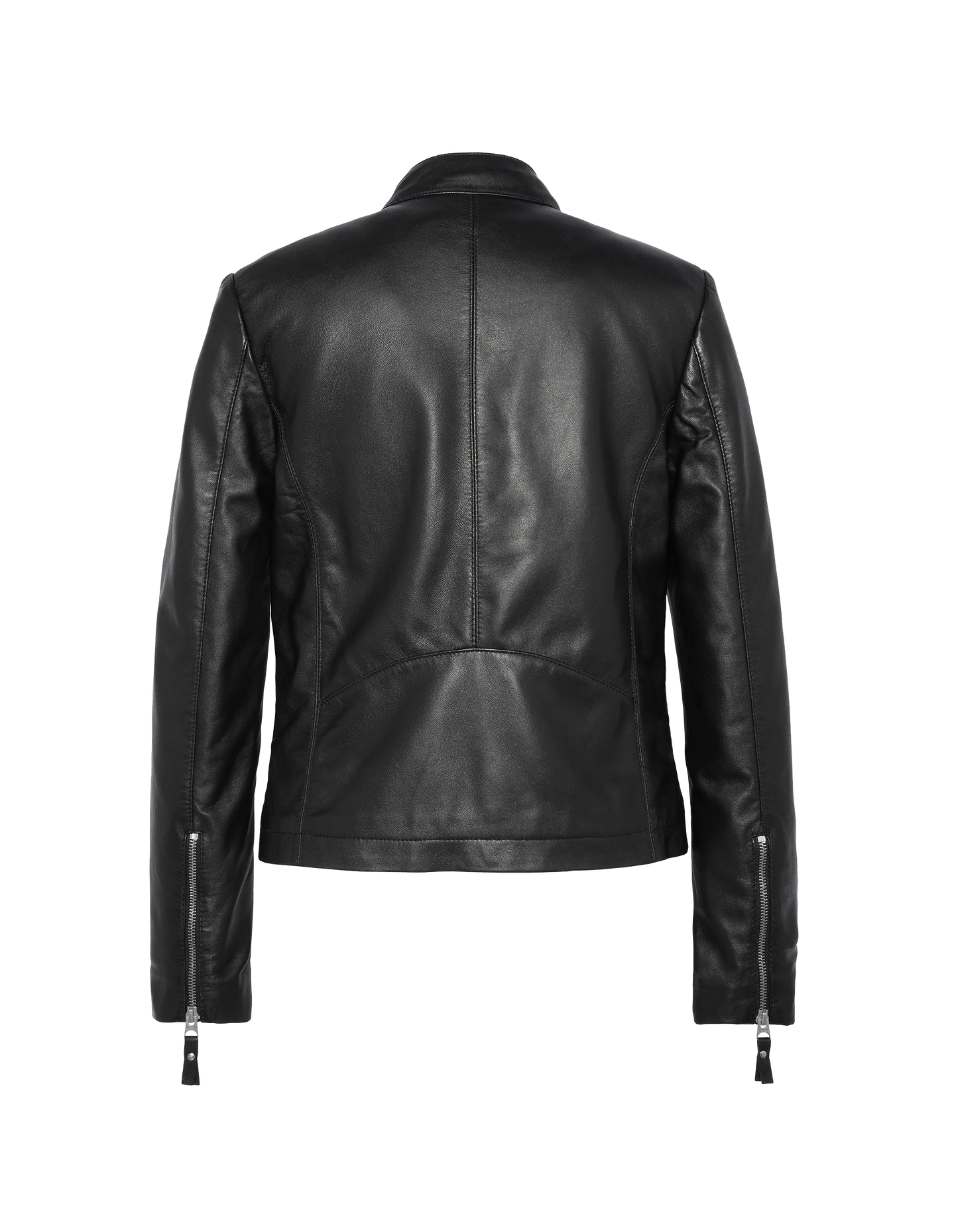 Chaqueta de motociclista negro, cuero de cordero