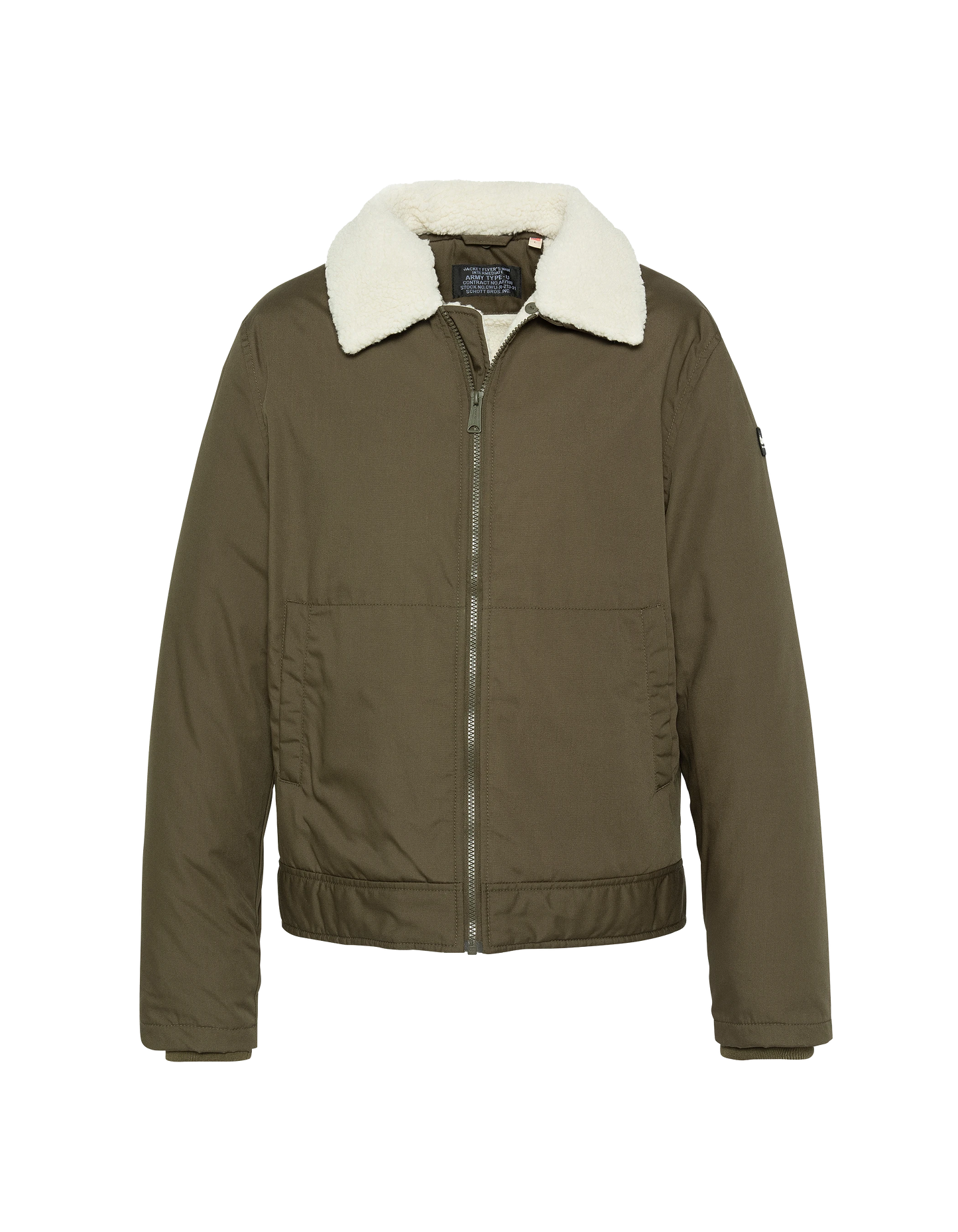 Chaqueta de color caqui con collar de sherpa extraíble